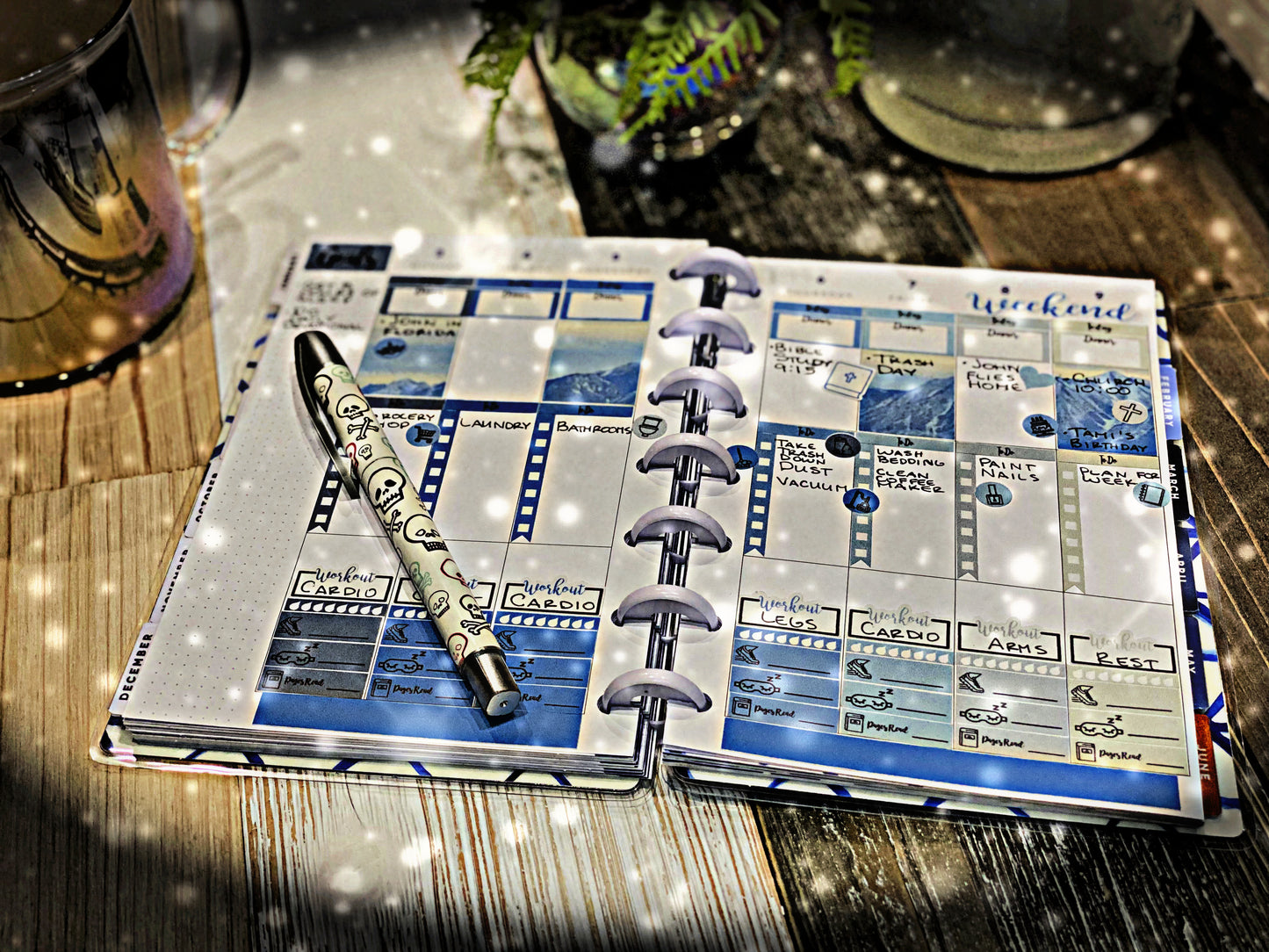 Printable Stickers for Classic Happy Planner Weekly Planner Spread : Hanging Hearts