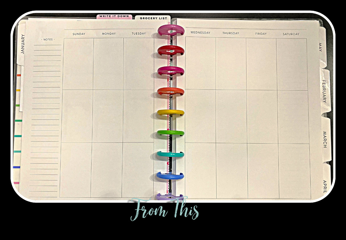 Printable Stickers for Classic Happy Planner Weekly Planner Spread : Blush Flower