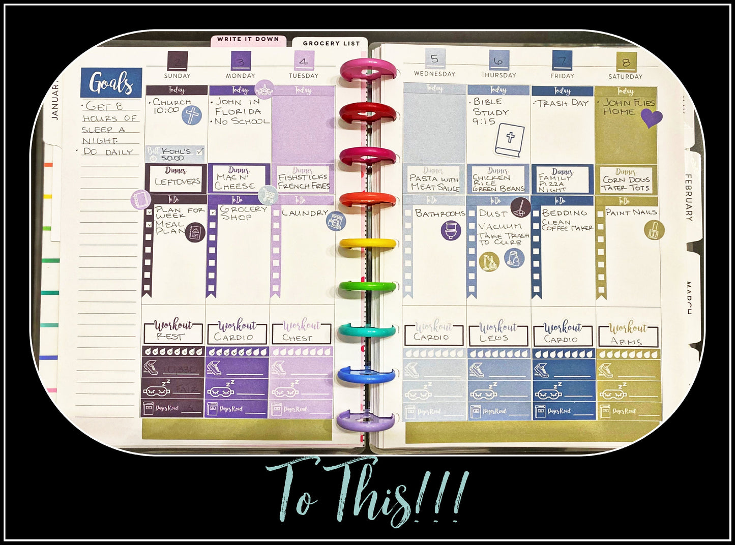 Printable Stickers for Classic Happy Planner Weekly Planner Spread : Conversation Hearts