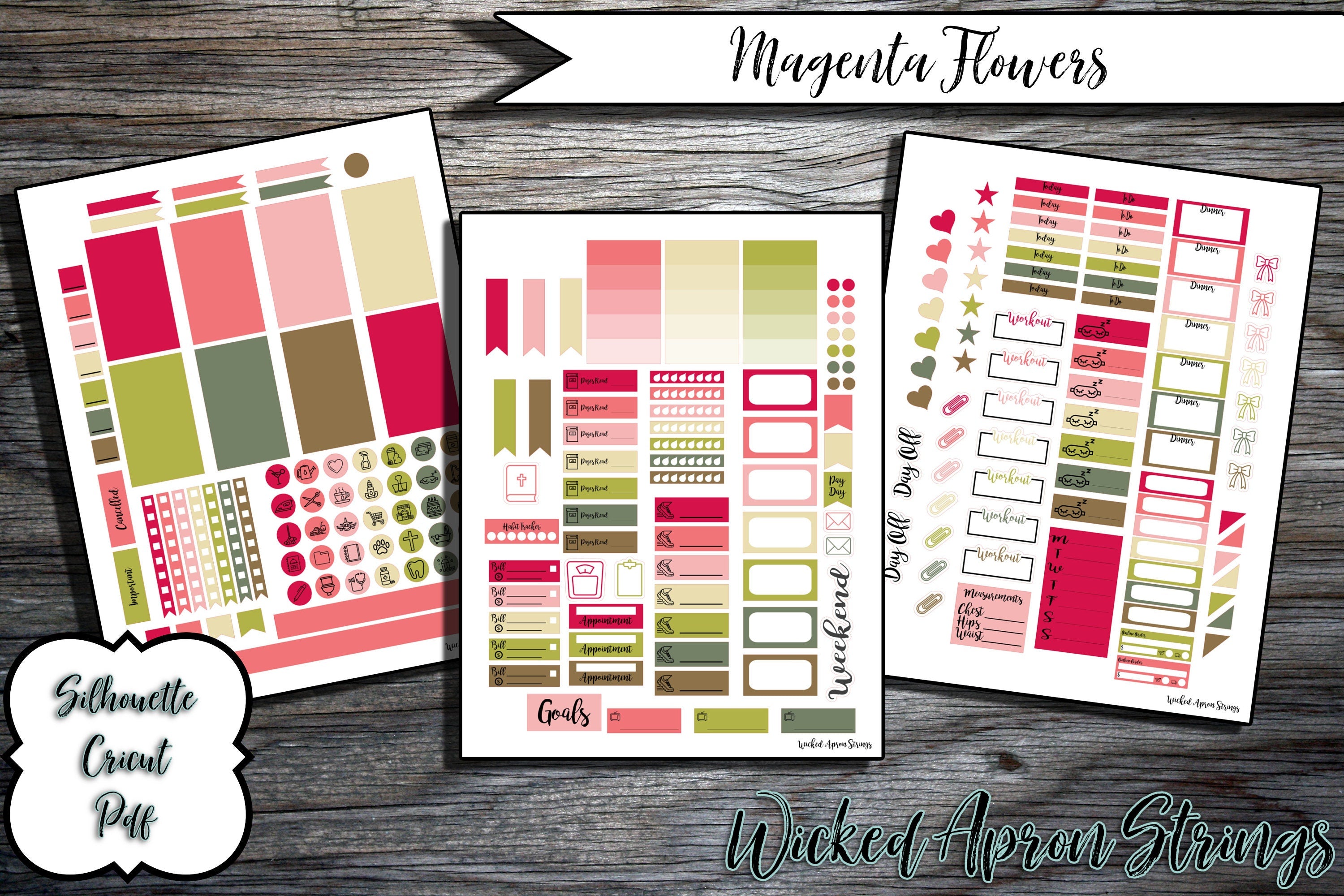 Printable Stickers for Classic Happy Planner Weekly Planner Spread : M ...