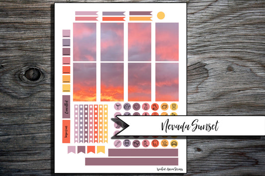 Printable Stickers for Classic Happy Planner Weekly Planner Spread : Nevada Sunset