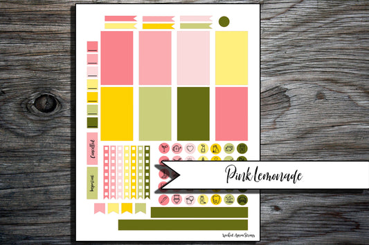 Printable Stickers for Classic Happy Planner Weekly Planner Spread : Pink Lemonade