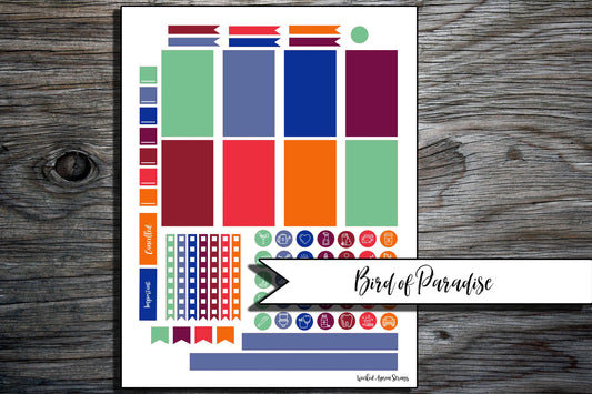 Printable Stickers for Classic Happy Planner Weekly Planner Spread : Bird Of Paradise