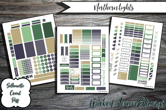 Printable Stickers for Classic Happy Planner Weekly Planner Spread : Northern Lights