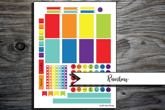 Printable Stickers for Classic Happy Planner Weekly Planner Spread : Rainbow