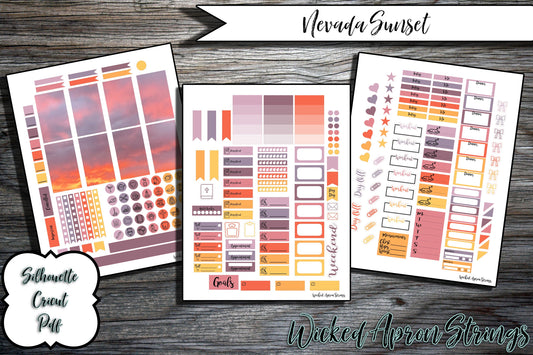 Printable Stickers for Classic Happy Planner Weekly Planner Spread : Nevada Sunset
