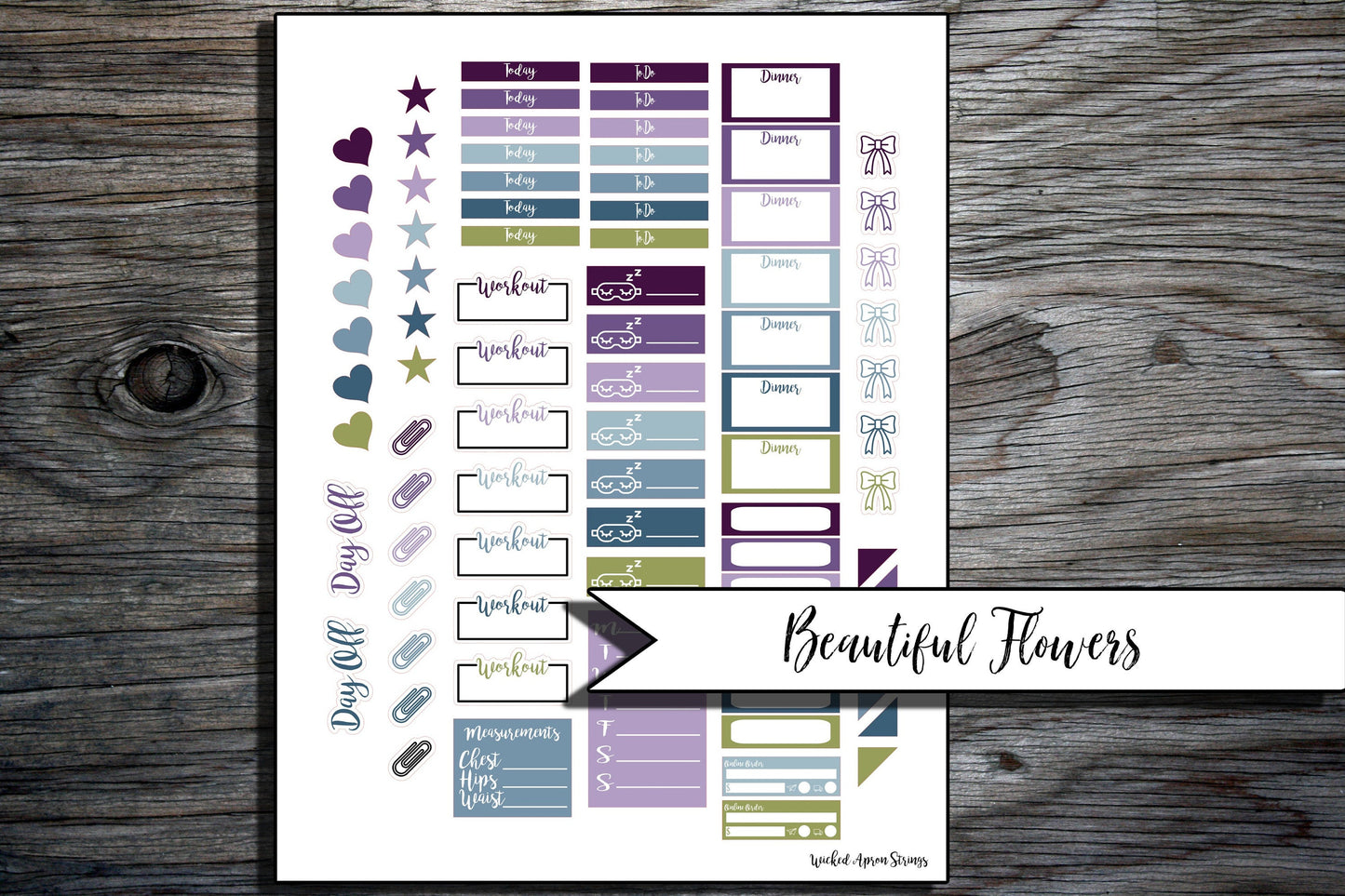 Printable Stickers for Classic Happy Planner Weekly Planner Spread : Beautiful Flowers