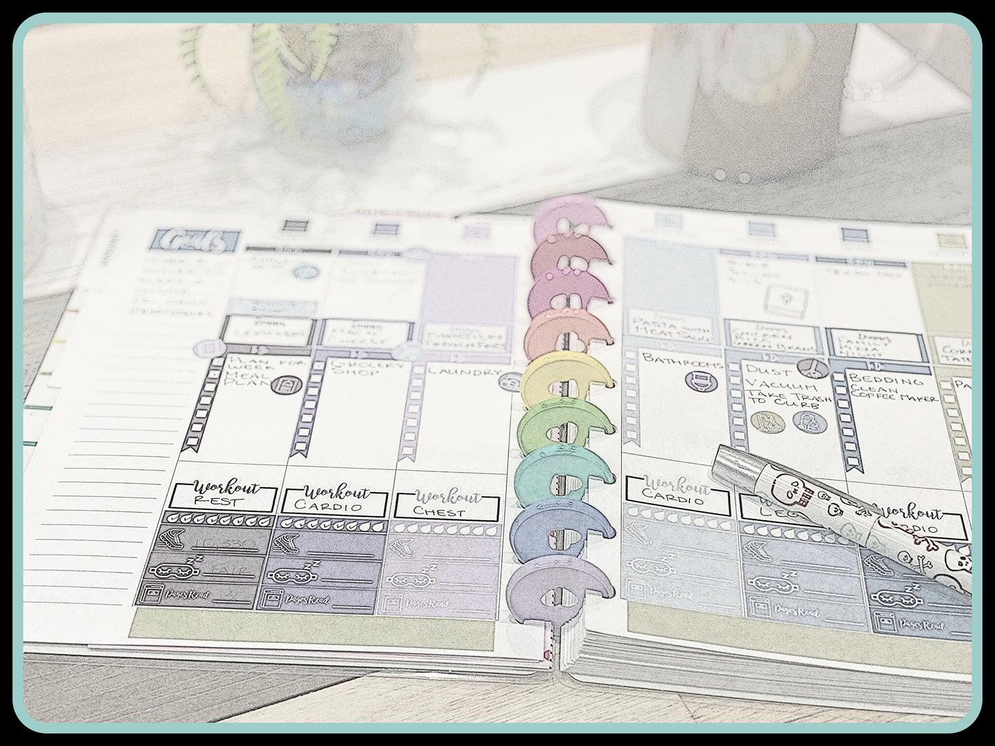 Printable Stickers for Classic Happy Planner Monthly Planner Spread : February - Messy Hearts