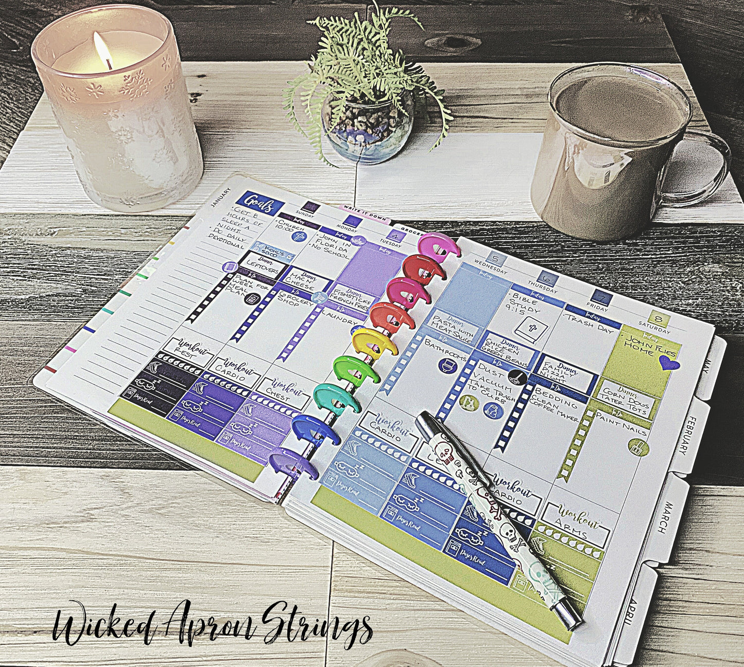 Printable Stickers for Classic Happy Planner Monthly Planner Spread : February - Messy Hearts