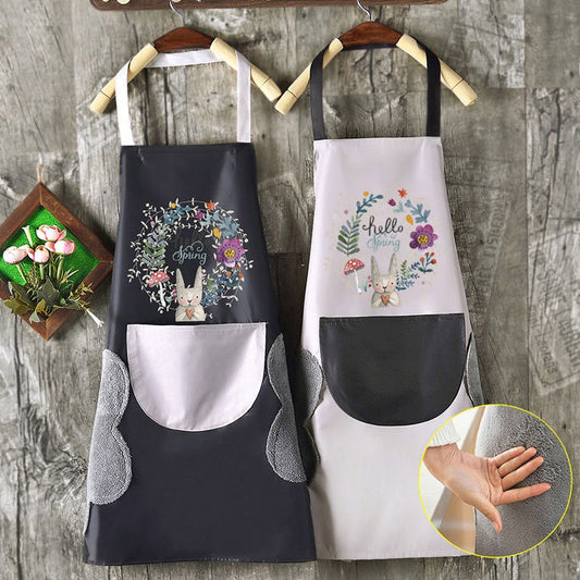 Women's Kitchen Apron Men's Household Kitchen Apron Wipeable Waterproof And Oil-Proof Table Vegetable Female Baking Accessories