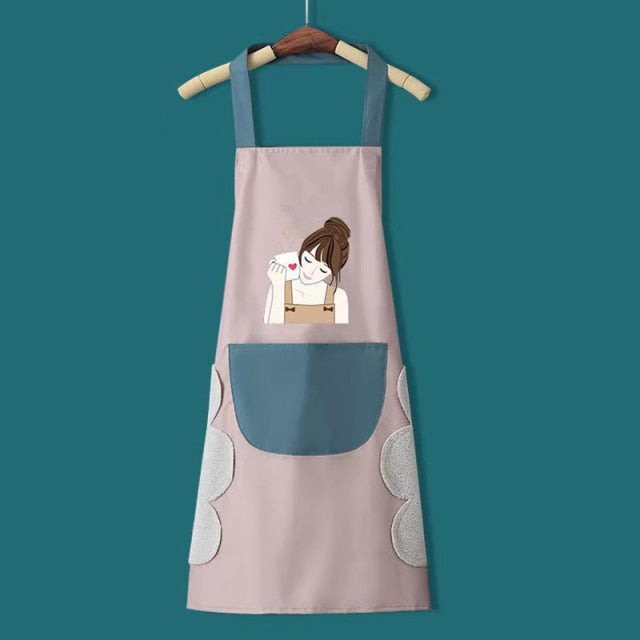 Women's Kitchen Apron Men's Household Kitchen Apron Wipeable Waterproof And Oil-Proof Table Vegetable Female Baking Accessories