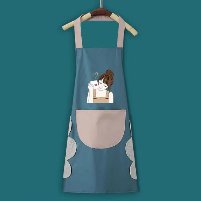 Women's Kitchen Apron Men's Household Kitchen Apron Wipeable Waterproof And Oil-Proof Table Vegetable Female Baking Accessories