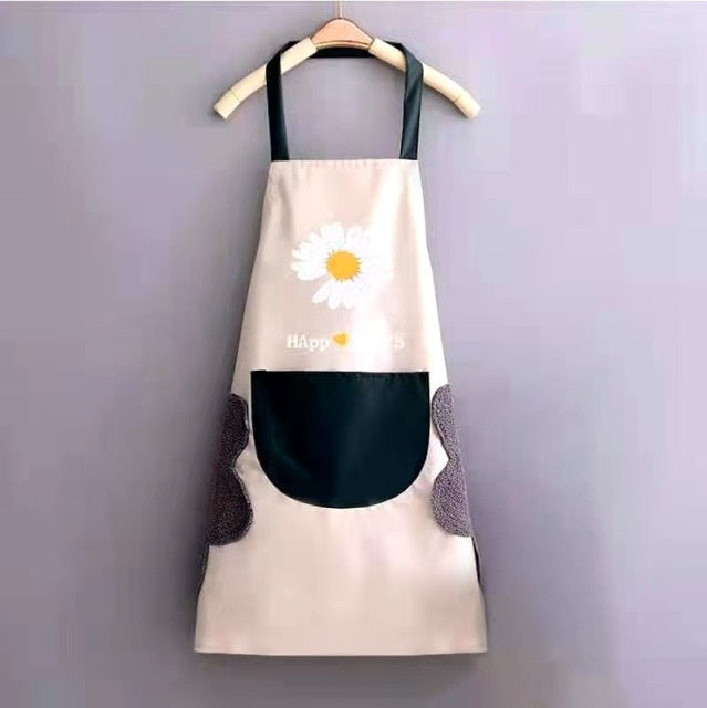 Women's Kitchen Apron Men's Household Kitchen Apron Wipeable Waterproof And Oil-Proof Table Vegetable Female Baking Accessories