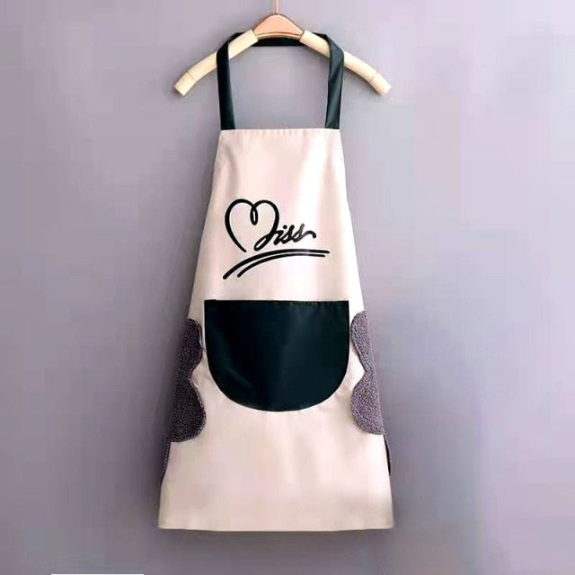 Women's Kitchen Apron Men's Household Kitchen Apron Wipeable Waterproof And Oil-Proof Table Vegetable Female Baking Accessories