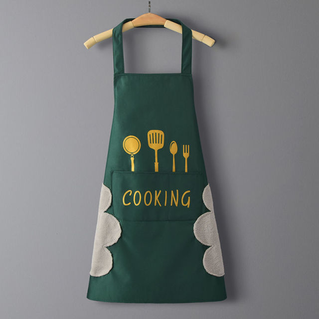 Women's Kitchen Apron Men's Household Kitchen Apron Wipeable Waterproof And Oil-Proof Table Vegetable Female Baking Accessories